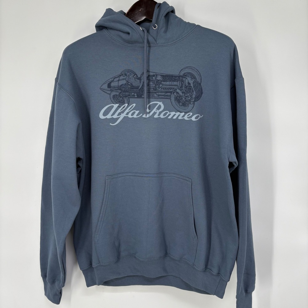 Alfa Romeo Mens Vintage Race Car Graphic Hoodie Slate Blue Official Merch L